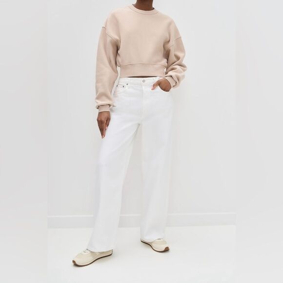 Agolde Women’s Size Small Tan Beige Kit Cropped French Terry Interior Sweatshirt - Picture 4 of 15